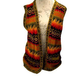 Imported Alpaca Multicolored Vest Cardigan Sweater Size M/L